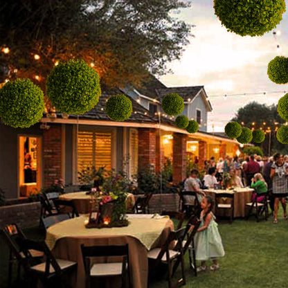 Home LED Grass Ball Chandelier Outdoor Garden Decor Artificial Plant Ball Decorative Solar Lamp, Size: L