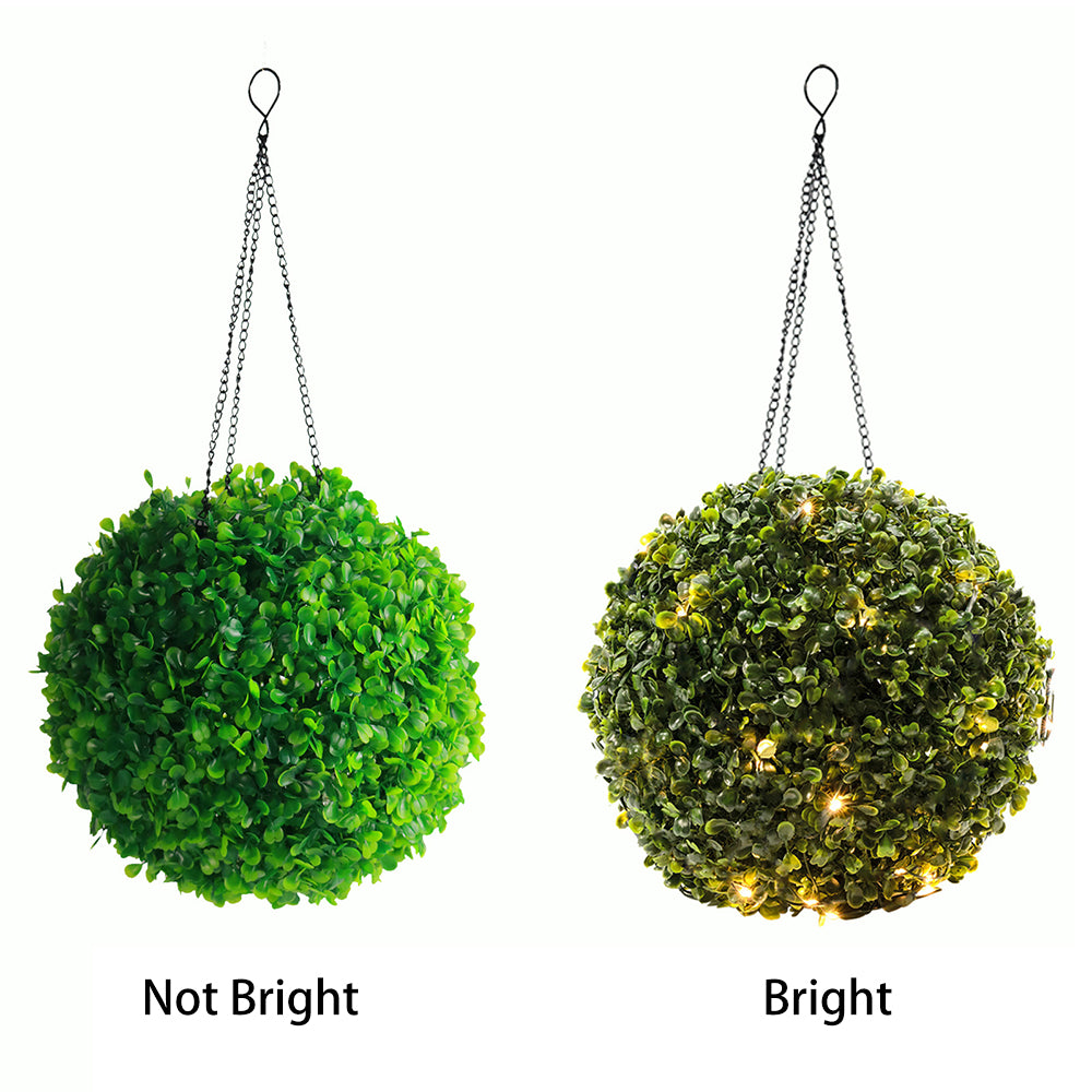 Home LED Grass Ball Chandelier Outdoor Garden Decor Artificial Plant Ball Decorative Solar Lamp, Size: L