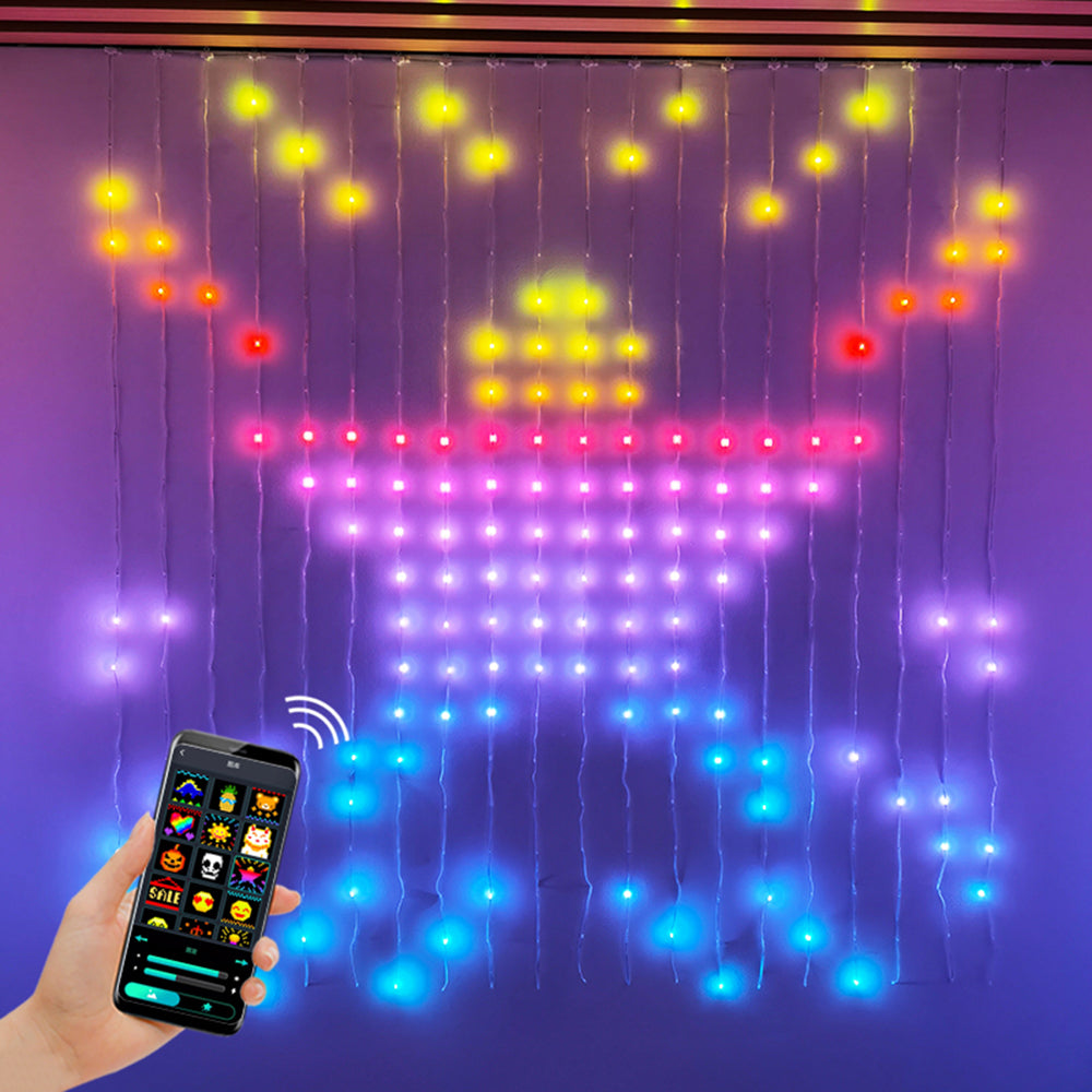 2x2m Smart Home Window String Lamp APP Remote Controlled DIY Programming RGB Color Changing LED Curtain Light