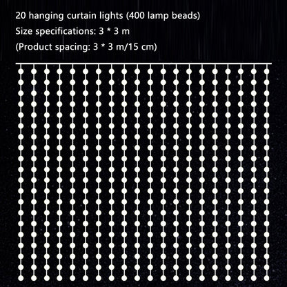 3x3m DIY Programming Light RGB Color Changing Smart Home Window  Curtain LED String Lamp APP Remote Controlled