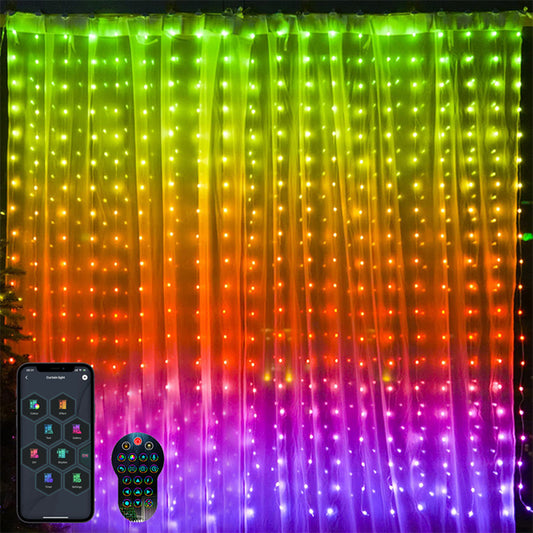 1x1m DIY Programming LED Curtain Light RGB Color Changing Smart Home Window String Lamp APP Remote Controlled