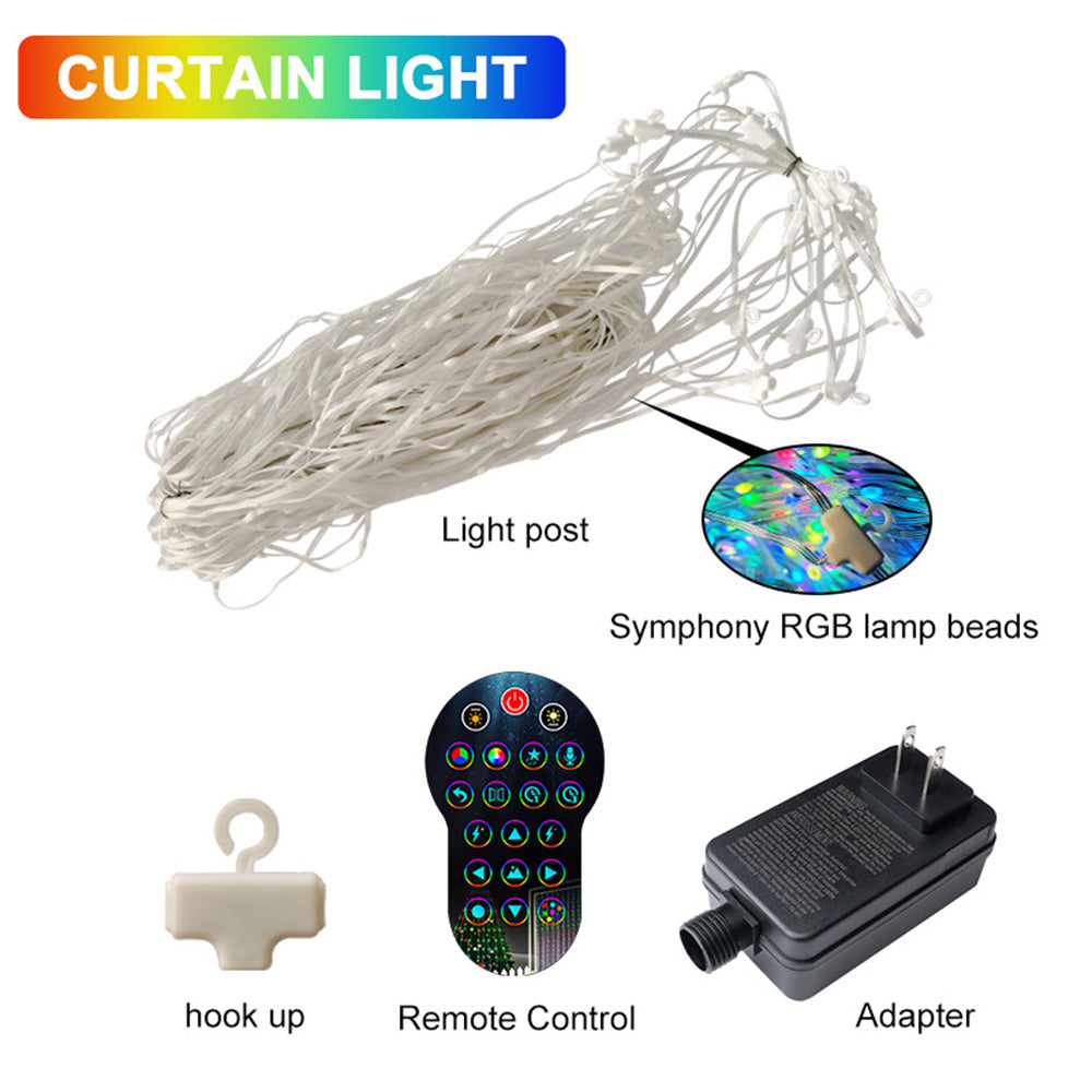 1x1m DIY Programming LED Curtain Light RGB Color Changing Smart Home Window String Lamp APP Remote Controlled