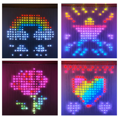 1x1m DIY Programming LED Curtain Light RGB Color Changing Smart Home Window String Lamp APP Remote Controlled