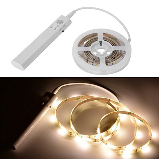 1m 30-LEDs Light Strip 5V Battery Powered Sensing Light Indoor Lamp for Home Bathroom Cabinet Window Decor