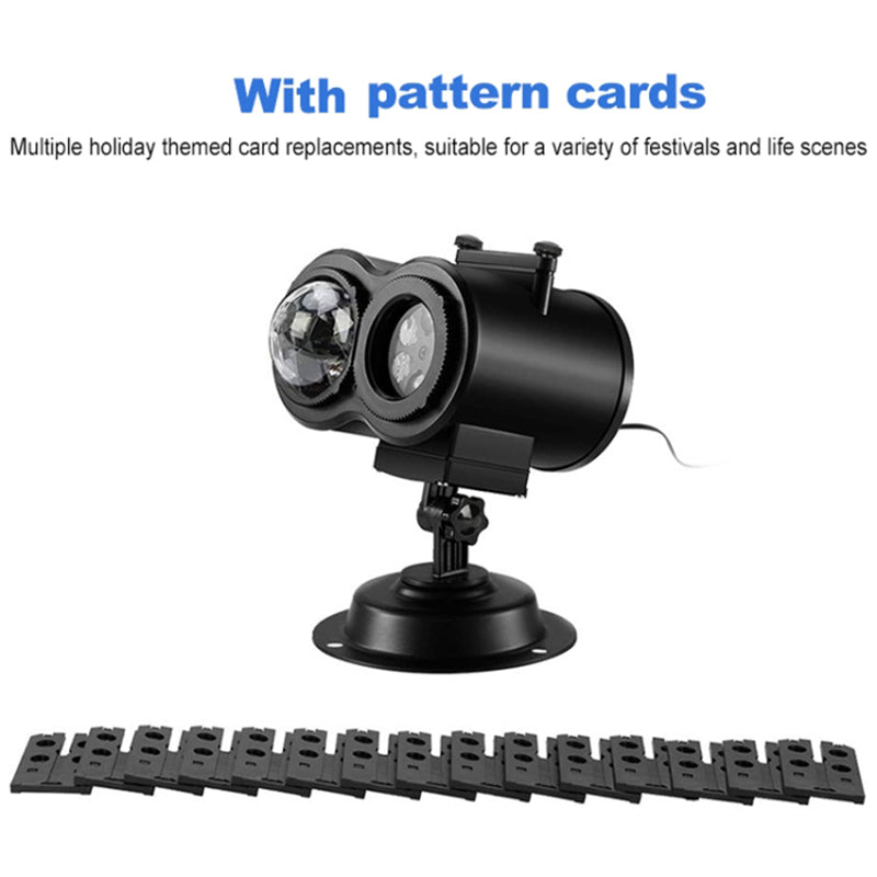 Dual Water Pattern Christmas Projection Lamp Indoor Decorative Projector Light with 16 Cards