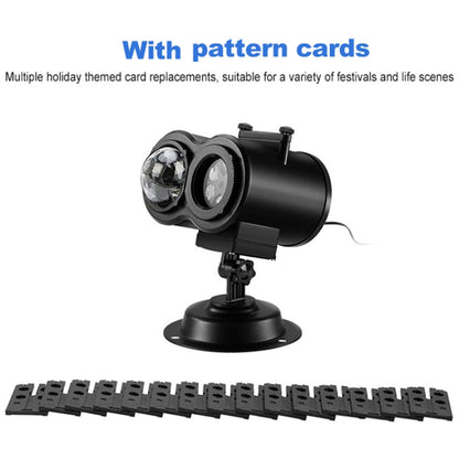 Dual Water Pattern Christmas Projection Lamp Indoor Decorative Projector Light with 16 Cards