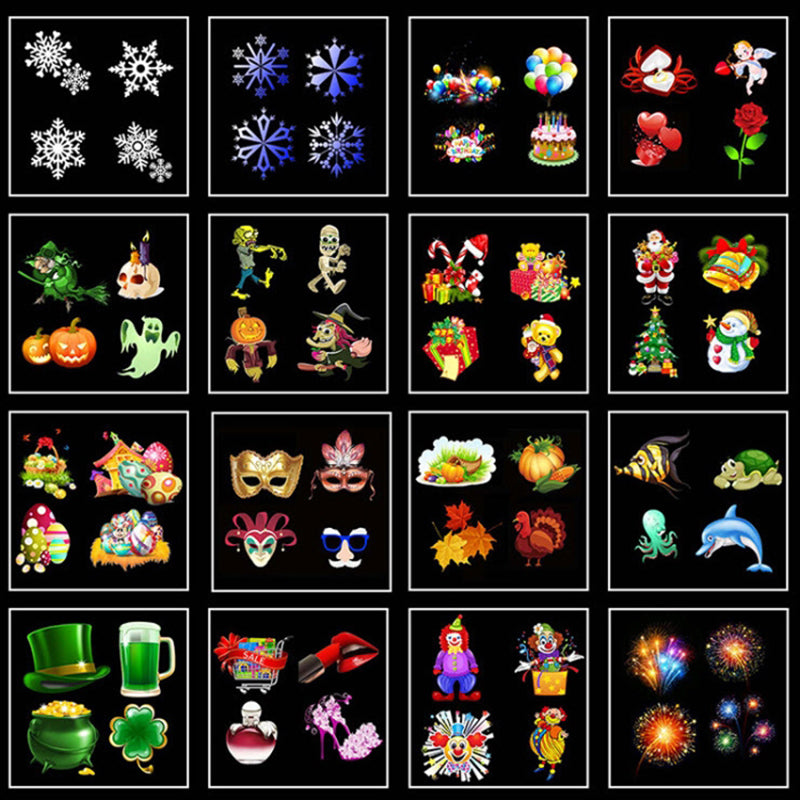 Dual Water Pattern Christmas Projection Lamp Indoor Decorative Projector Light with 16 Cards