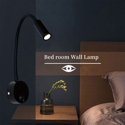 Flexible Wall Mounted LED Night Light Bedside Metal 1W Warm Light Lamp for Home, Hotel