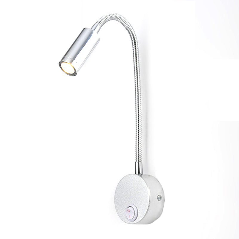 Flexible Wall Mounted LED Night Light Bedside Metal 1W Warm Light Lamp for Home, Hotel