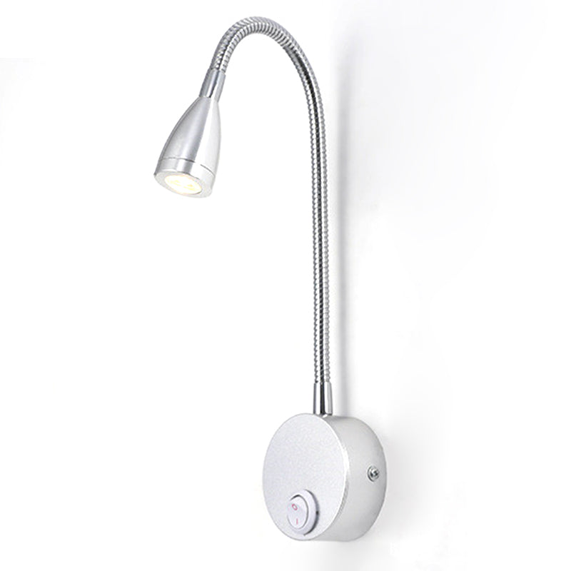 Flexible Wall Mounted LED Night Light Bedside Metal 1W Warm Light Lamp for Home, Hotel