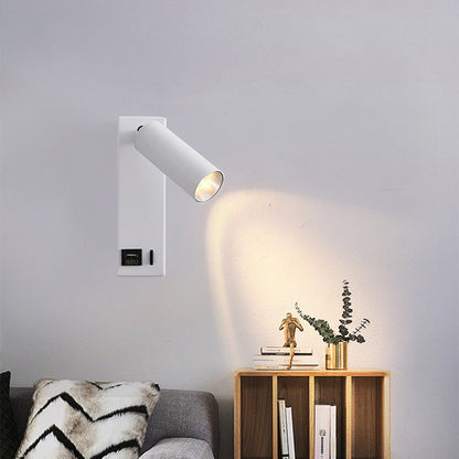 3104 350-Degree Rotatable 3W Warm Light Bedside Wall Lamp Aluminum+Iron Bedroom Study Reading Light with USB Port