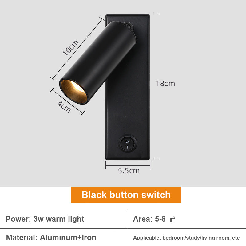 3103 Bedside Wall Lamp 350-Degree Rotatable Wall Sconce Reading Light with Switch, 3W Warm Light