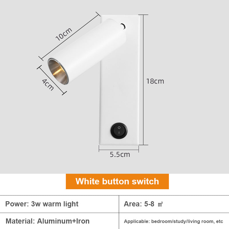 3103 Bedside Wall Lamp 350-Degree Rotatable Wall Sconce Reading Light with Switch, 3W Warm Light