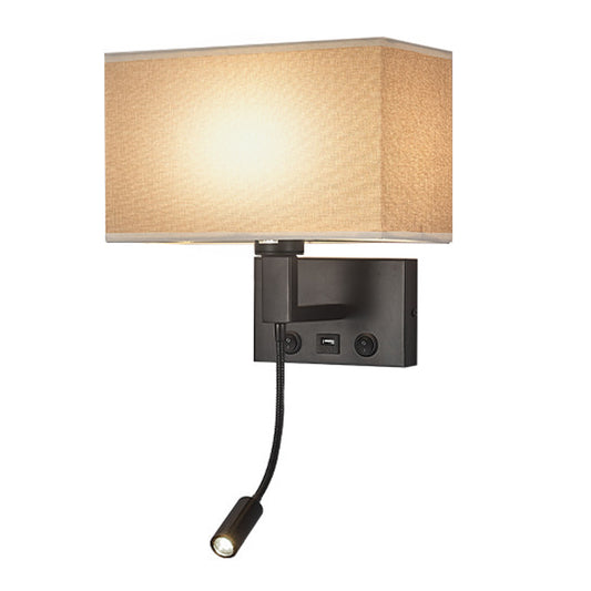 3104 5W Bedside Wall Lamp Corridor LED Reading Light with Gooseneck Spotlight and USB Port
