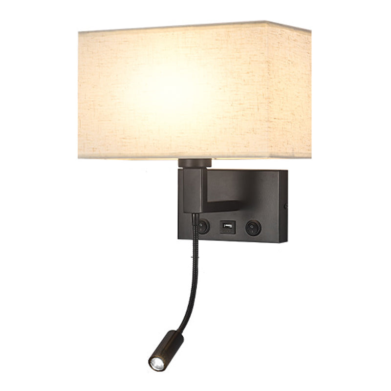 3104 5W Bedside Wall Lamp Corridor LED Reading Light with Gooseneck Spotlight and USB Port