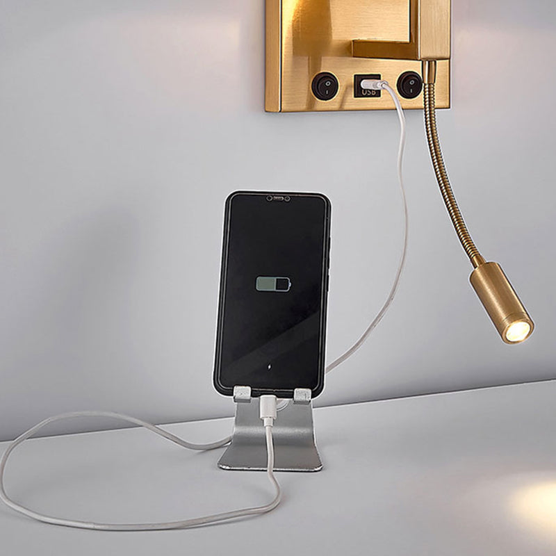 3104 5W Bedside Wall Lamp Corridor LED Reading Light with Gooseneck Spotlight and USB Port