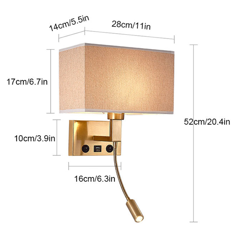 3104 5W Bedside Wall Lamp Corridor LED Reading Light with Gooseneck Spotlight and USB Port