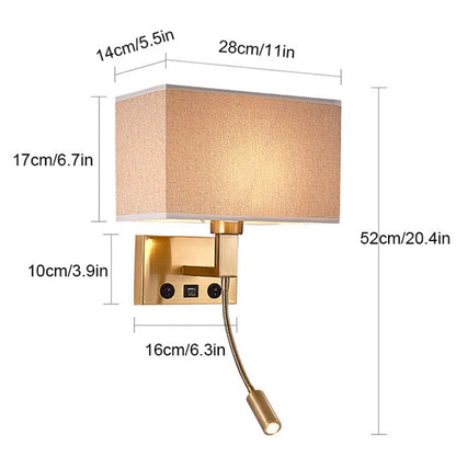 3104 5W Bedside Wall Lamp Corridor LED Reading Light with Gooseneck Spotlight and USB Port