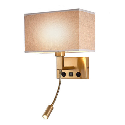 3104 5W Bedside Wall Lamp Corridor LED Reading Light with Gooseneck Spotlight and USB Port
