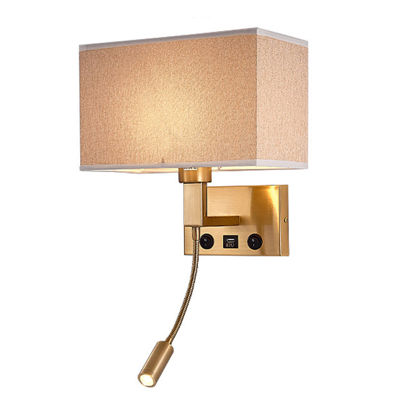 3104 5W Bedside Wall Lamp Corridor LED Reading Light with Gooseneck Spotlight and USB Port