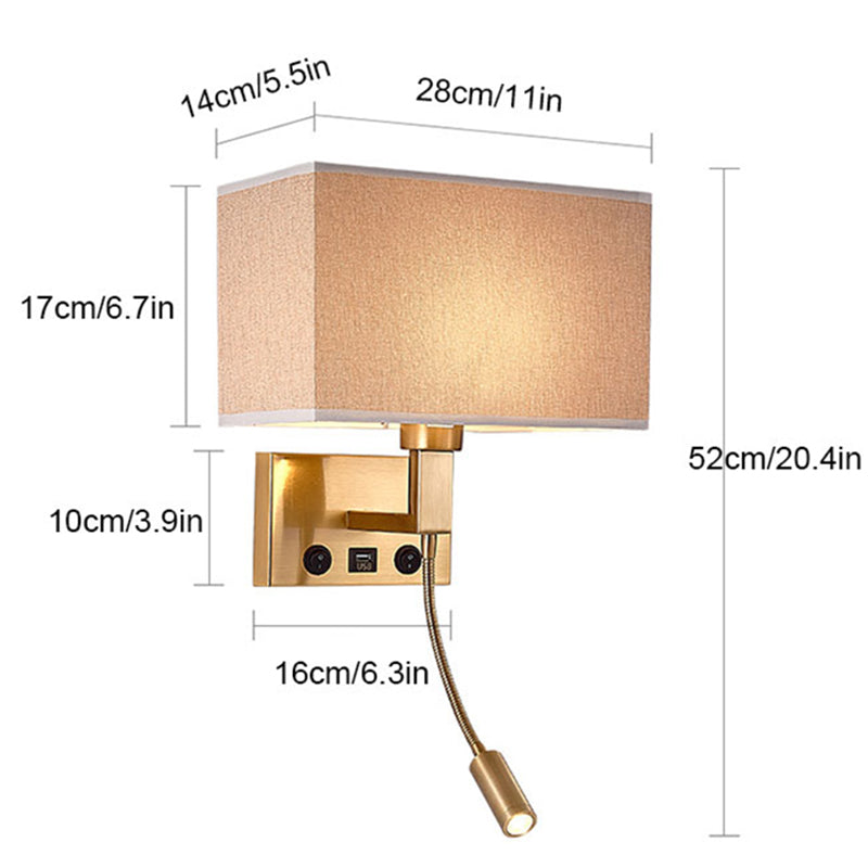 3104 5W Bedside Wall Lamp Corridor LED Reading Light with Gooseneck Spotlight and USB Port