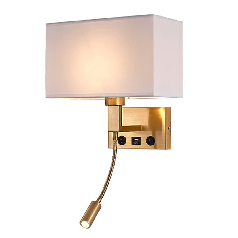 3104 5W Bedside Wall Lamp Corridor LED Reading Light with Gooseneck Spotlight and USB Port