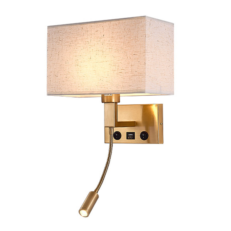 3104 5W Bedside Wall Lamp Corridor LED Reading Light with Gooseneck Spotlight and USB Port