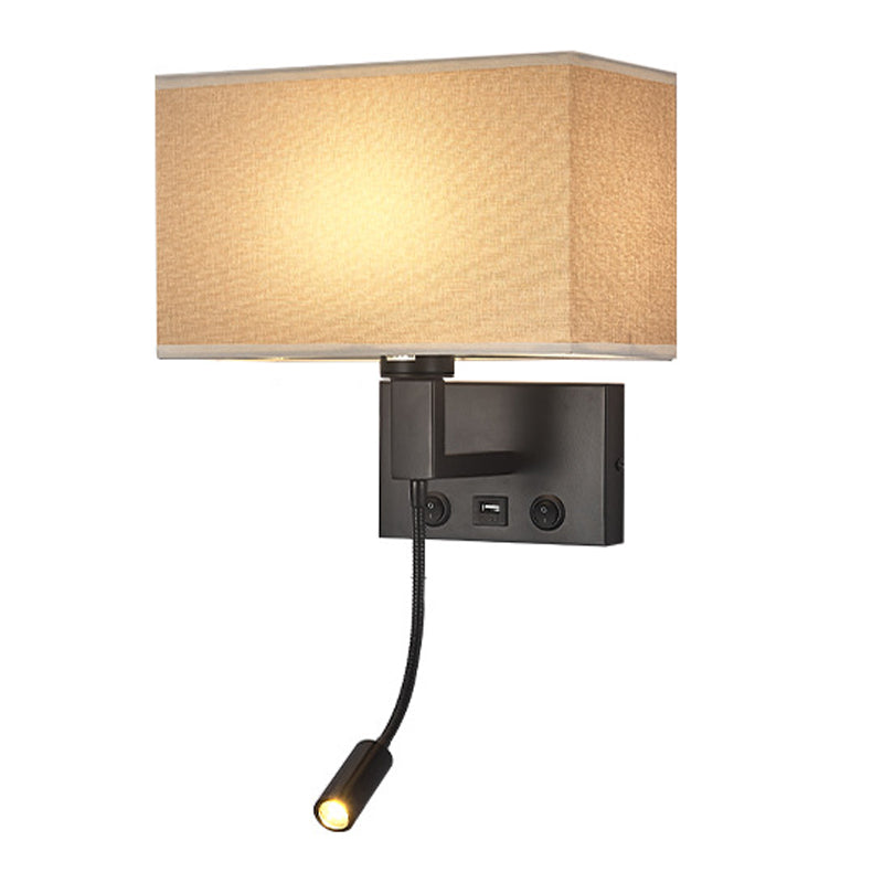 3104 5W Bedside Wall Lamp Corridor LED Reading Light with Gooseneck Spotlight and USB Port