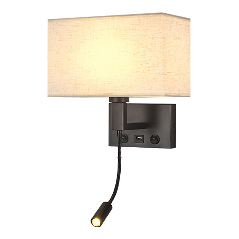 3104 5W Bedside Wall Lamp Corridor LED Reading Light with Gooseneck Spotlight and USB Port