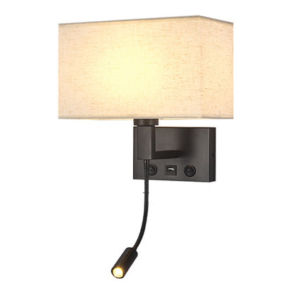 3104 5W Bedside Wall Lamp Corridor LED Reading Light with Gooseneck Spotlight and USB Port