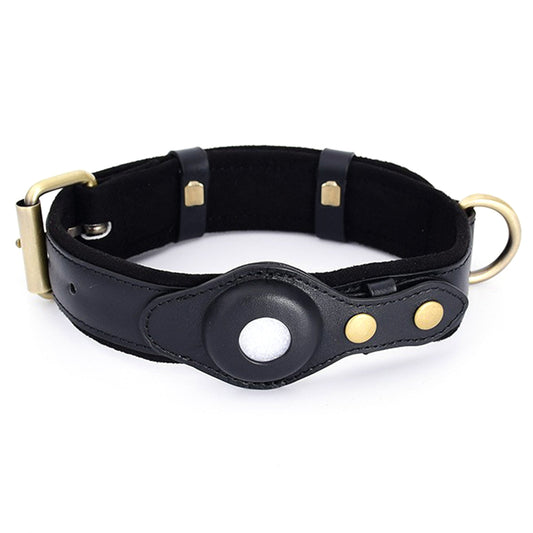 PU+Suede Leather Pet Collar Compatible with Apple AirTag Holder Anti-lost Dog Cat Tracker Locator, Size: S