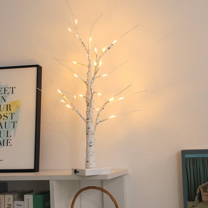 Christmas Lighted Birch Tree Branches Home Decor Tabletop Artificial Plastic Tree Lamp Xmax Ornament, 60CM