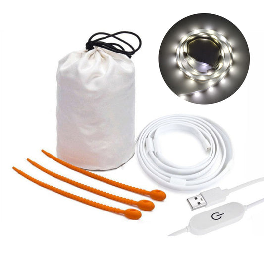1.5m 45-LED String Light Outdoor Tent Camping Single Color Lighting Lamp Strip with 5V Touch Control Switch