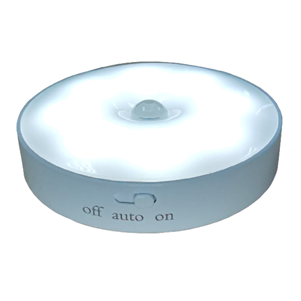 USB Rechargeable Cabinet Bedside Round Lamp Magnetic Human Body Sensor LED Night Light