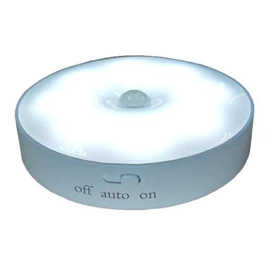 USB Rechargeable Cabinet Bedside Round Lamp Magnetic Human Body Sensor LED Night Light