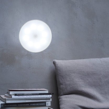 USB Rechargeable Cabinet Bedside Round Lamp Magnetic Human Body Sensor LED Night Light