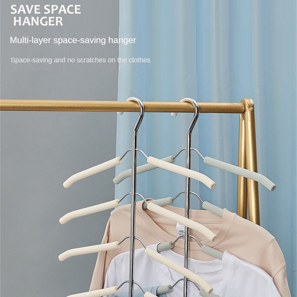 HM-06 5 Layers Space-saving Clothes Hanger High Manganese Steel + EVA Foam Wardrobe Clothes Hanger