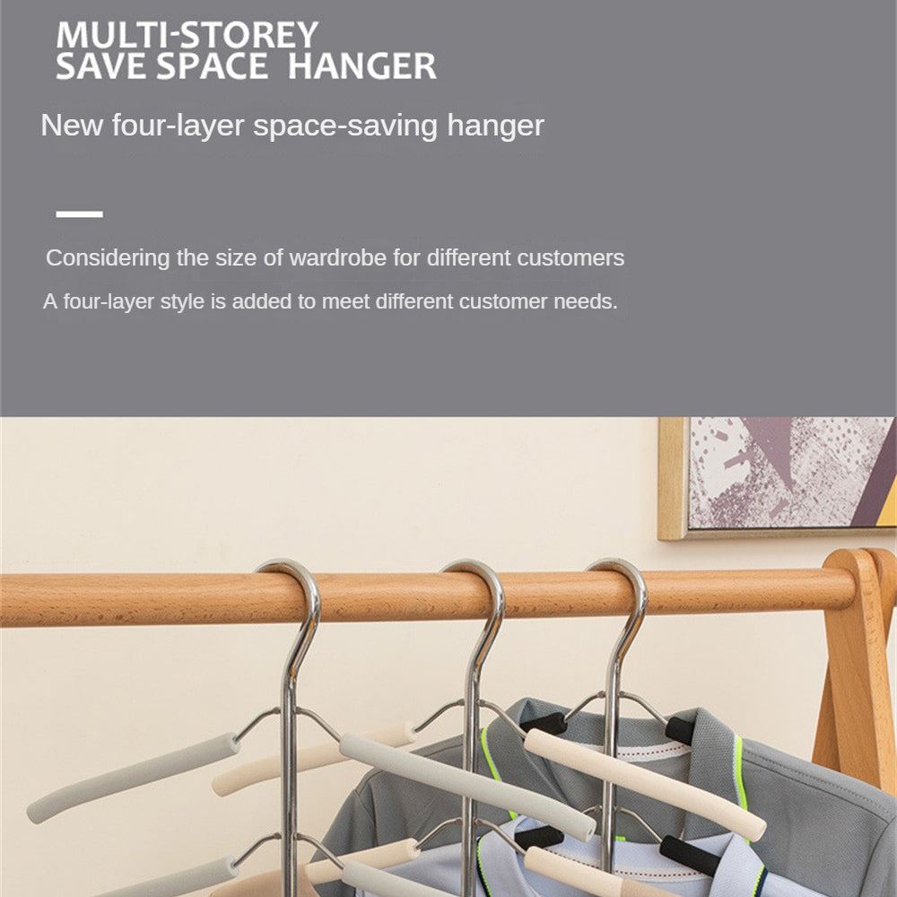 HM-06 5 Layers Space-saving Clothes Hanger High Manganese Steel + EVA Foam Wardrobe Clothes Hanger