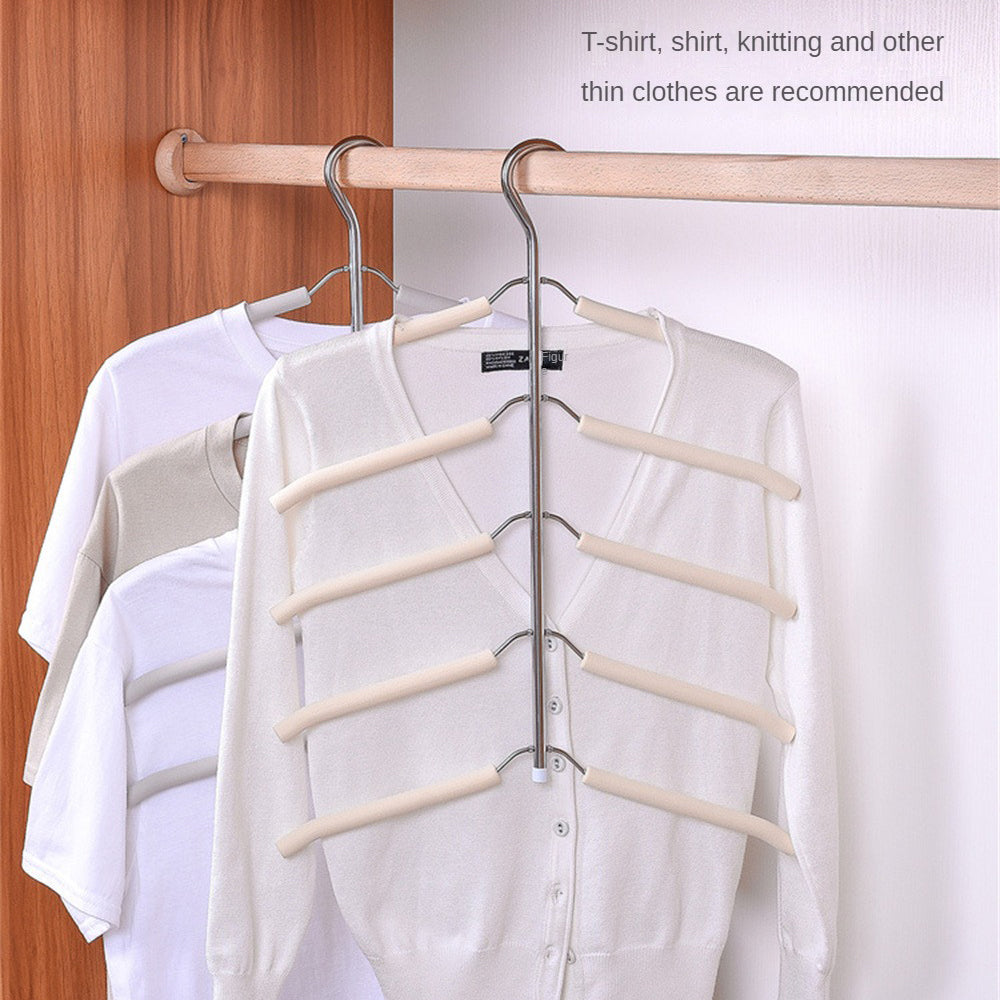 HM-06 5 Layers Space-saving Clothes Hanger High Manganese Steel + EVA Foam Wardrobe Clothes Hanger