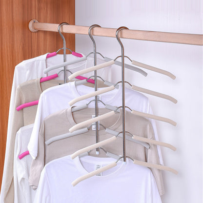 HM-06 5 Layers Space-saving Clothes Hanger High Manganese Steel + EVA Foam Wardrobe Clothes Hanger
