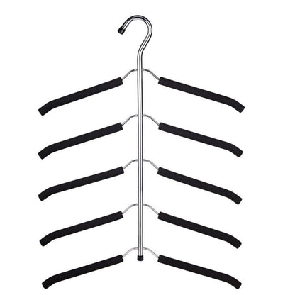 HM-06 5 Layers Space-saving Clothes Hanger High Manganese Steel + EVA Foam Wardrobe Clothes Hanger