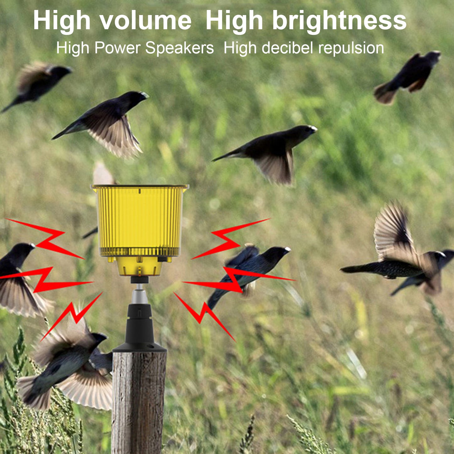 N911R Solar Power Bird Repeller Recordable Beast Repellent Device Warning Light