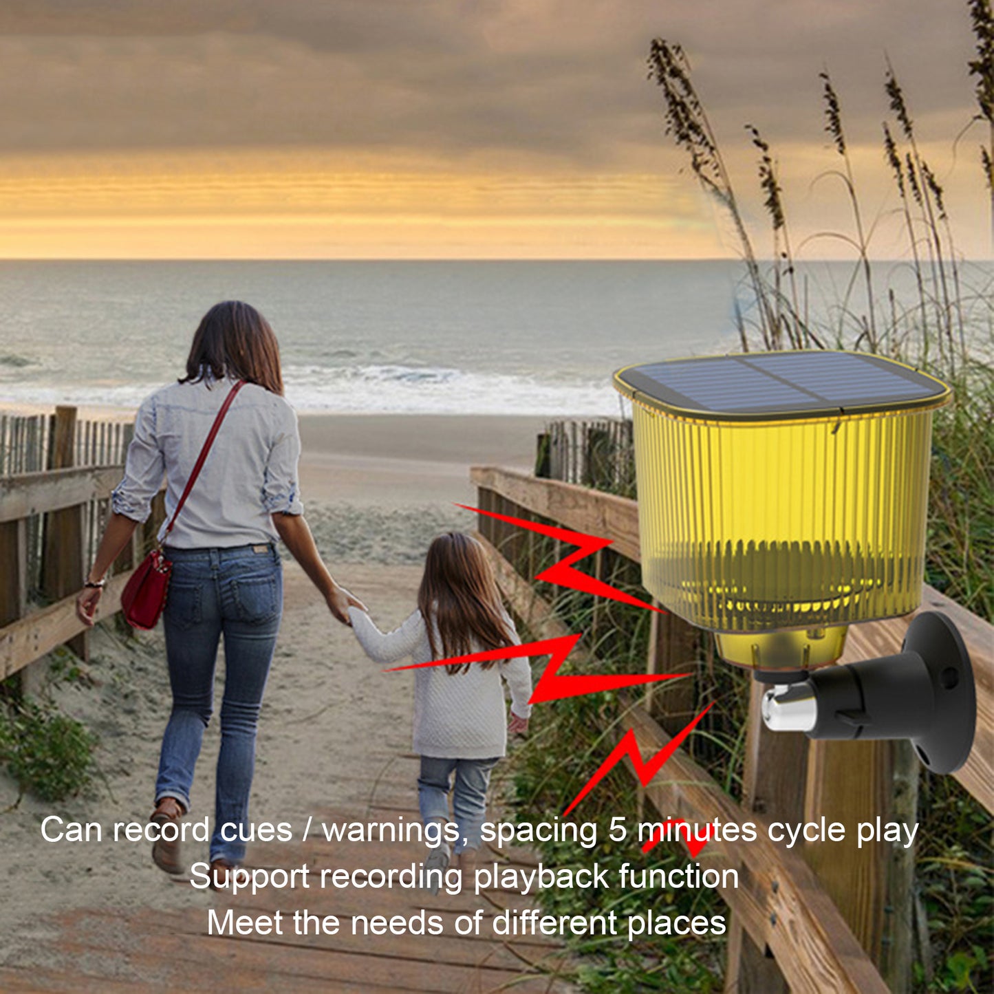 N911R Solar Power Bird Repeller Recordable Beast Repellent Device Warning Light