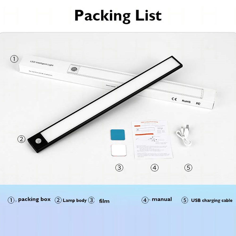 MZ-L1005 60CM Smart LED Motion Sensor Cabinet Strip Light Self-Adhesive Closet Lamp Wardrobe Lighting Night Light