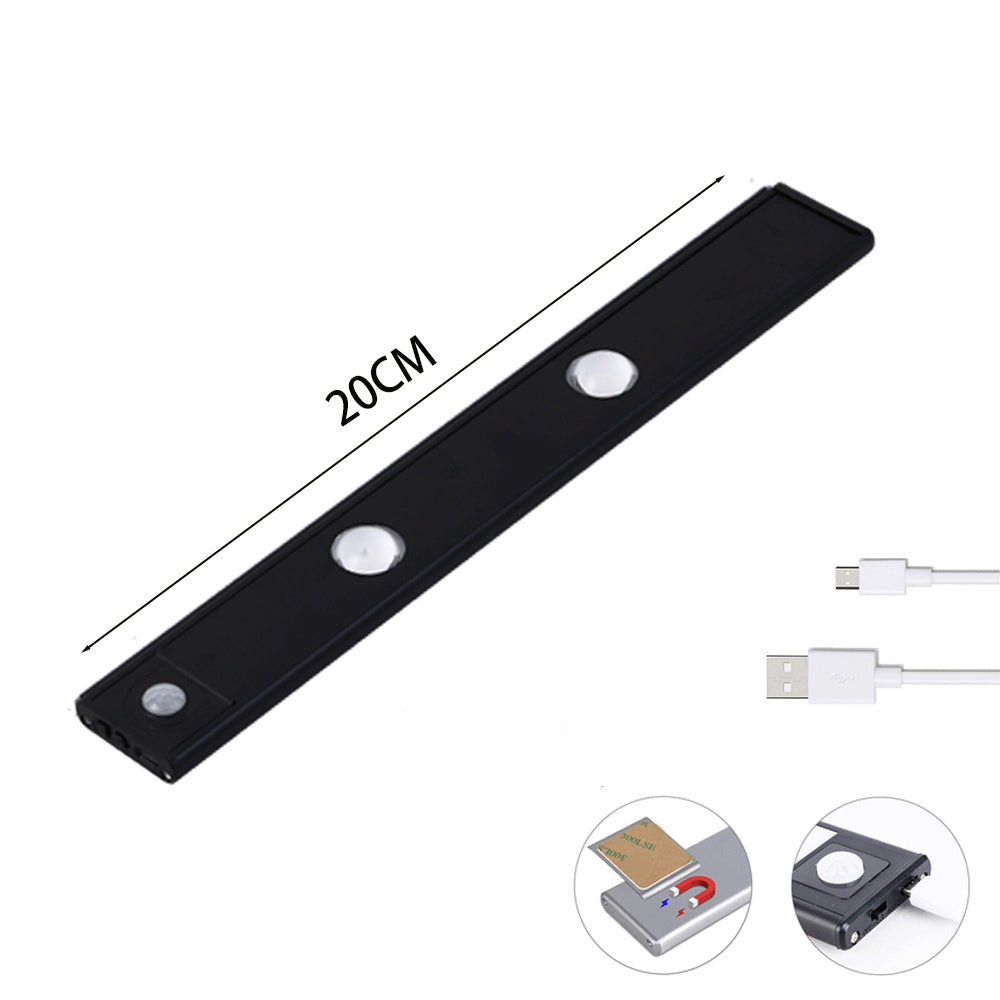 MZ-1602 20CM Slim Strip Light Self-Adhesive Closet Lamp Cabinet Wardrobe Lighting Smart LED Human Body Sensing Night Light