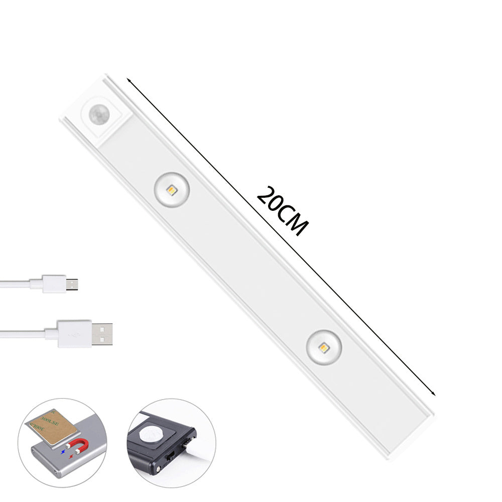 MZ-1602 20CM Slim Strip Light Self-Adhesive Closet Lamp Cabinet Wardrobe Lighting Smart LED Human Body Sensing Night Light