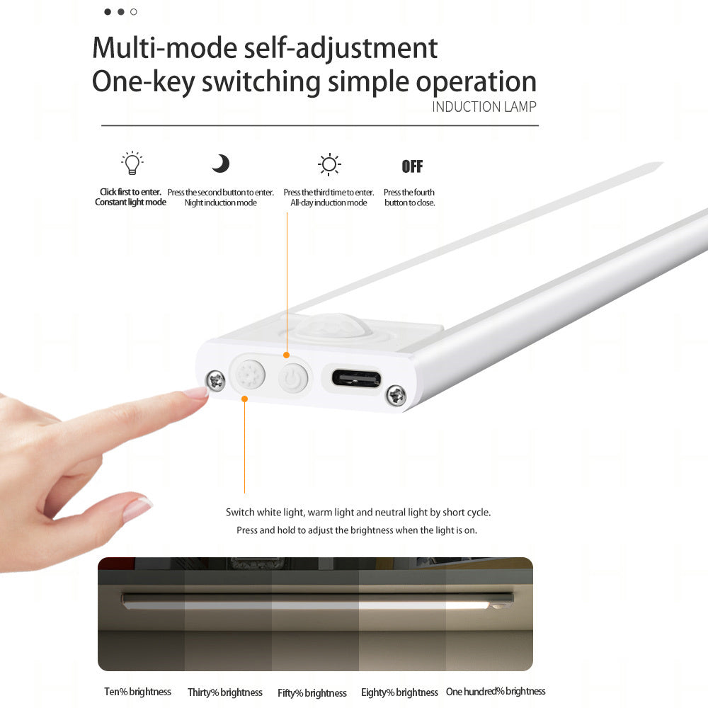 MZ-L1005 30cm Intelligent Human Sensing Ultra Thin LED Light Magnetic Suction Wardrobe Light Strip