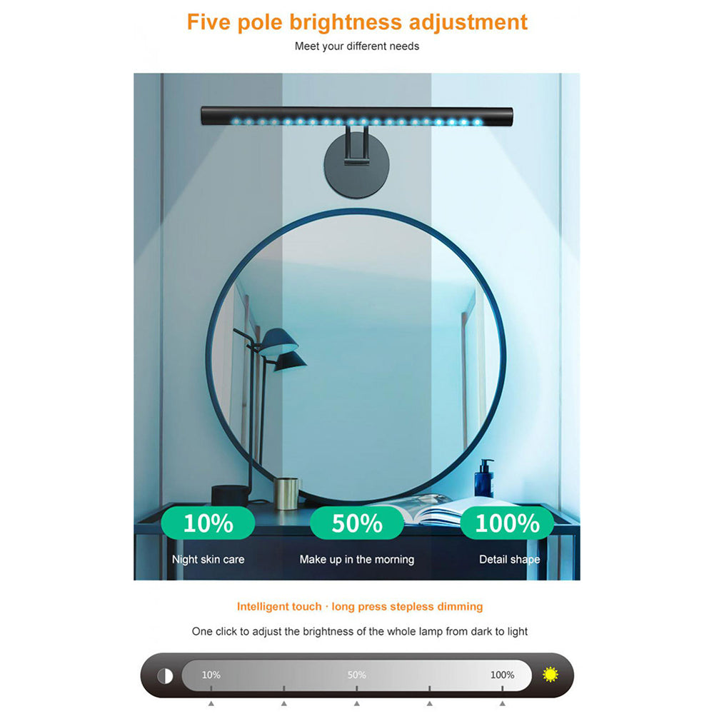 Style-A 55cm Wall Mount LED Light 3 Color Temperature Touch Control Light Bar with USB Power Supply
