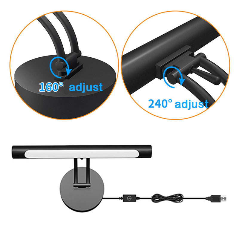 Style-B 25cm USB Powered LED Light 3 Color Temperature Dimmable Touch Control Wall Mirror Light Bar