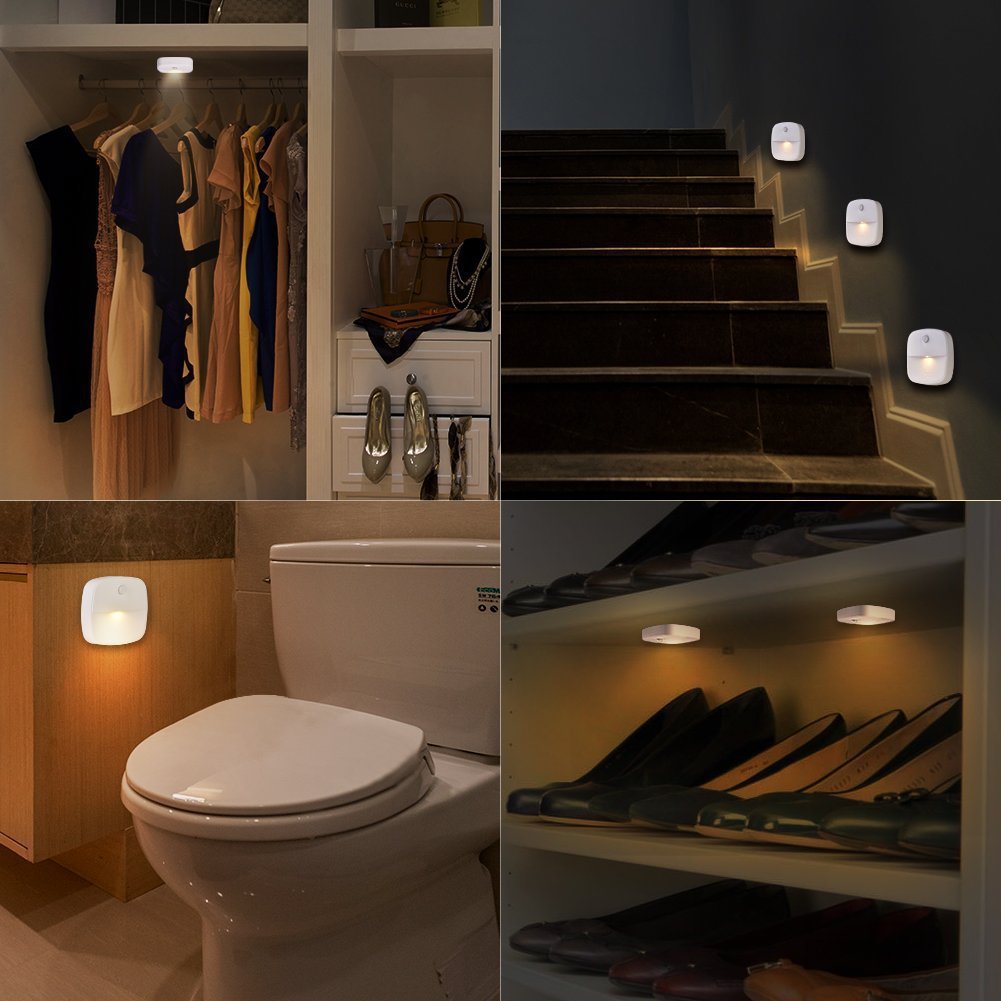 1806 3Pcs LED Body Sensor LED Light Closet Hallway Stairs Night Light for Home Kitchen Cabinet